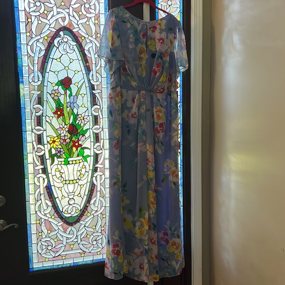 Adrianna Papell Floral Print Chiffon Gown - Picture 8 of 16